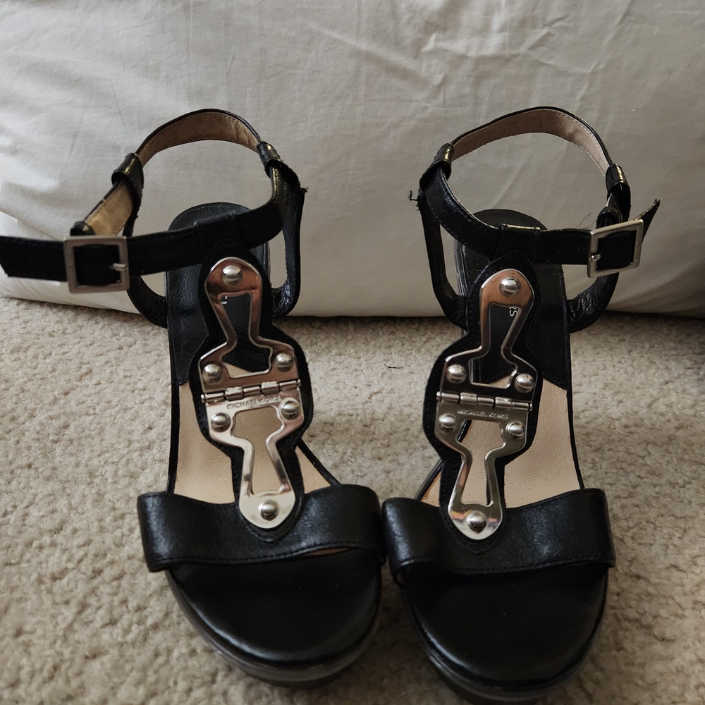 Michael Kors Black Leather Women's Heels
